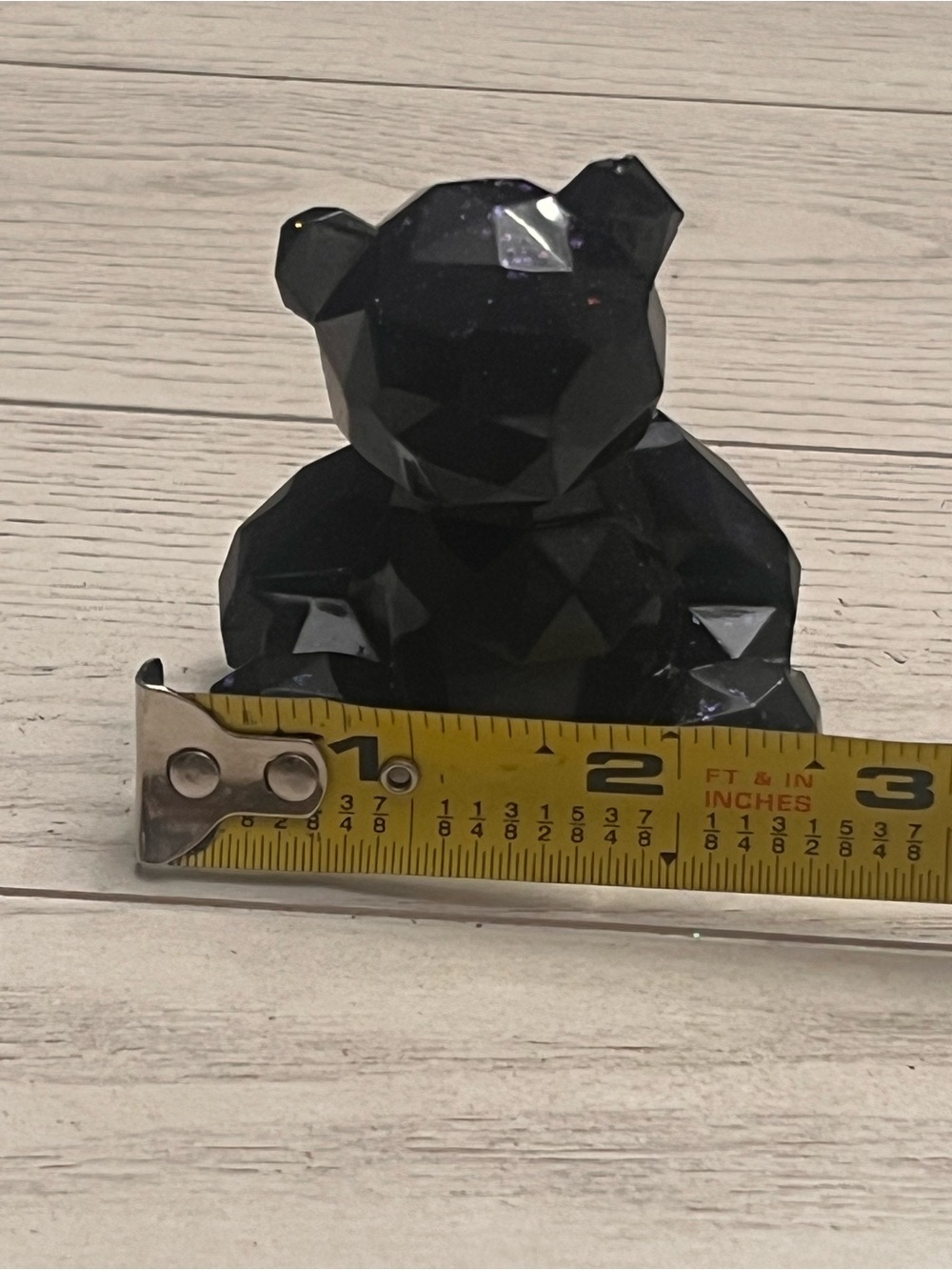 Handmade Geometric Black Bear Figurine with Sparkles - Picture 6 of 6